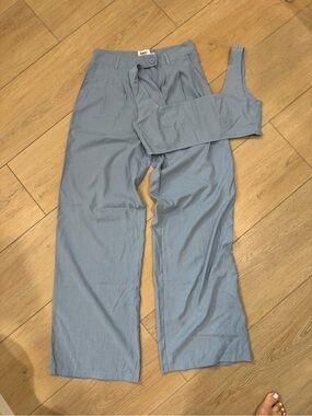 Princess Polly Dusty Blue Wide-Leg Pants with Matching Crop Top